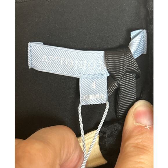 Antonio Melani 4 Black Courtney Grow Savile Short Puff Sleeve Bow Tie Neck Dress - Picture 5 of 9